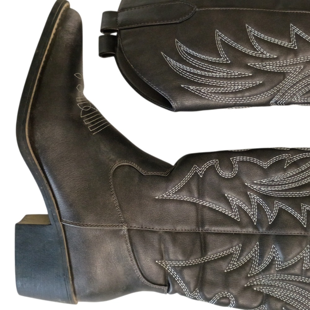 Global Win Womens Pewter Metallic Western Cowboy Boots Pointed Toe Faux Size 9 - Picture 7 of 11